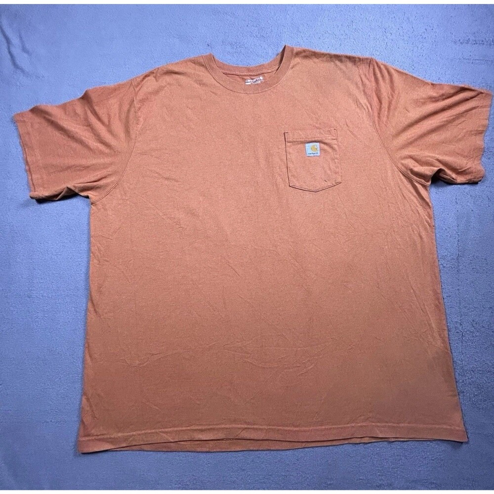 Carhartt T-Shirt Mens 4XL Loose Fit Orange Pocket Workwear Heavyweight Big Tall